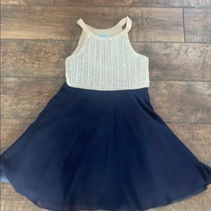 Tween Diva blue and tan rhinestone dress